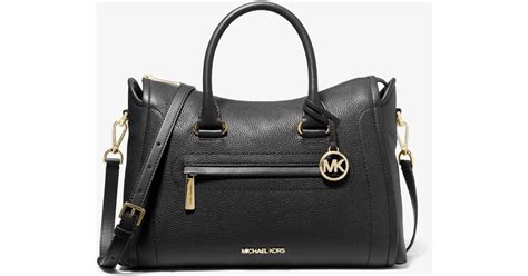 michael kors carine large pebbled leather satchel|mike Kors leather satchel.